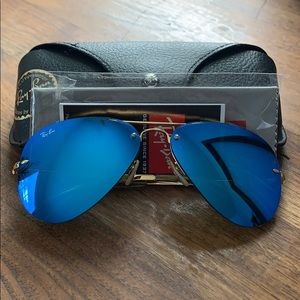 Original RayBan Aviator Gold/Blue Mirror 59MM